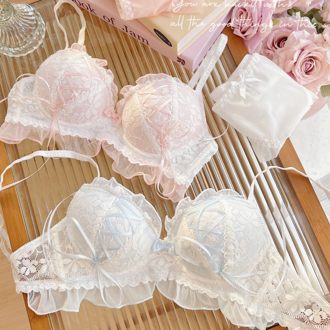 【罗曼蒂克】后花园全蕾丝薄杯内衣性感小胸聚拢无钢圈文胸