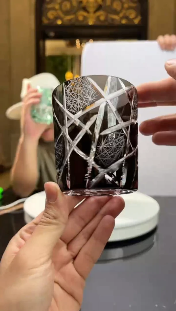 【闪购商品】摆件AJ06580黑色刻花威士忌杯