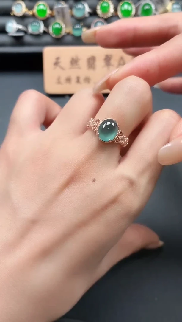 银S925镶嵌戒指翡翠111