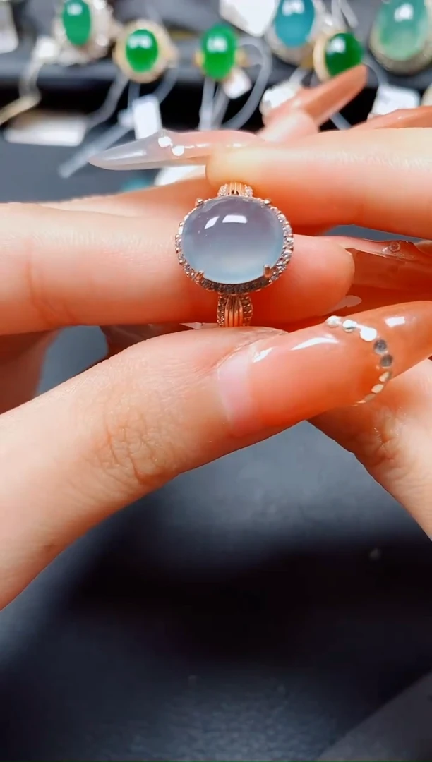 银S925镶嵌戒指翡翠翡翠