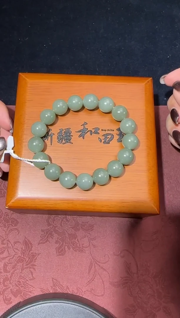 未镶嵌手串和田玉且末蓝微色差卡12圆珠手串