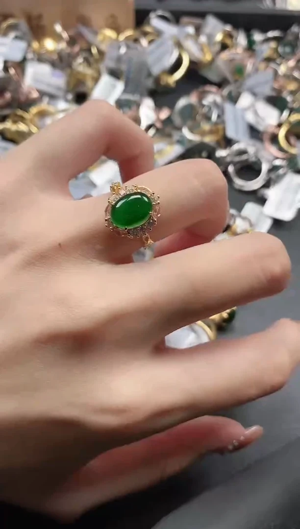 银S925镶嵌戒指翡翠51511