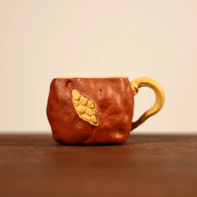 知餘造器 石榴杯宜兴紫砂杯内胎段泥外粉朱泥60CC全手工家用茶杯