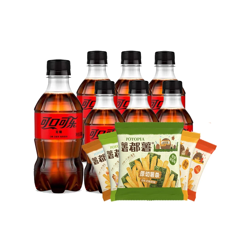 经典无糖可口可乐碳酸饮料汽水300ml×6瓶薯条20g*5袋300ML