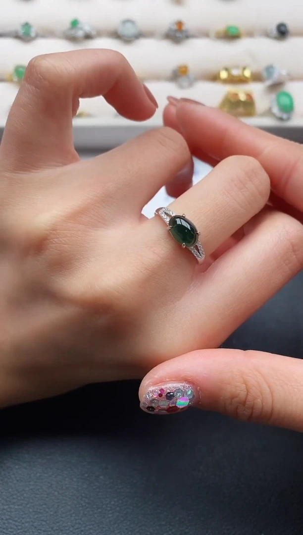 银S925镶嵌戒指翡翠55555555+9