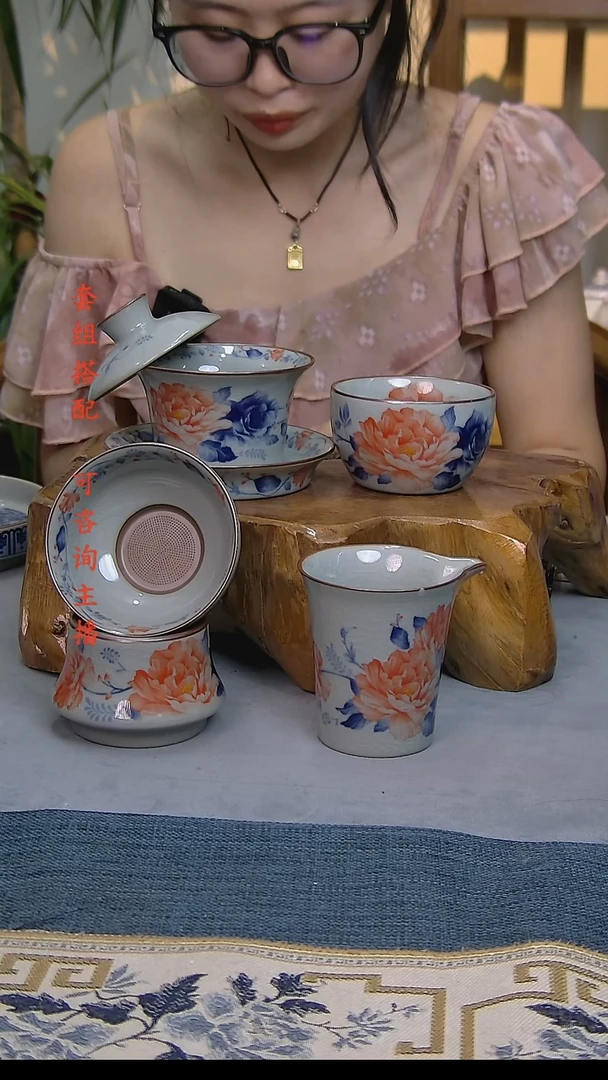 4件套陶瓷茶具老陶泥开片纹