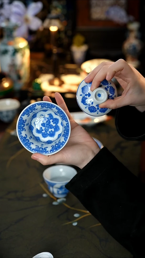 兔*雲梦茶器星空宝相盖碗