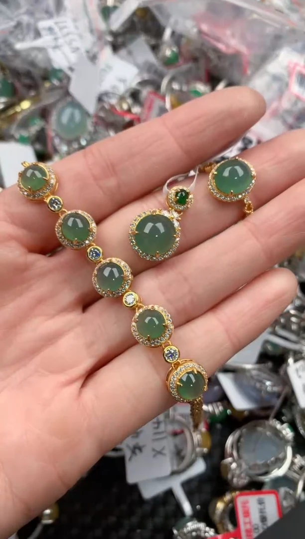 银S925镶嵌戒指翡翠777   3