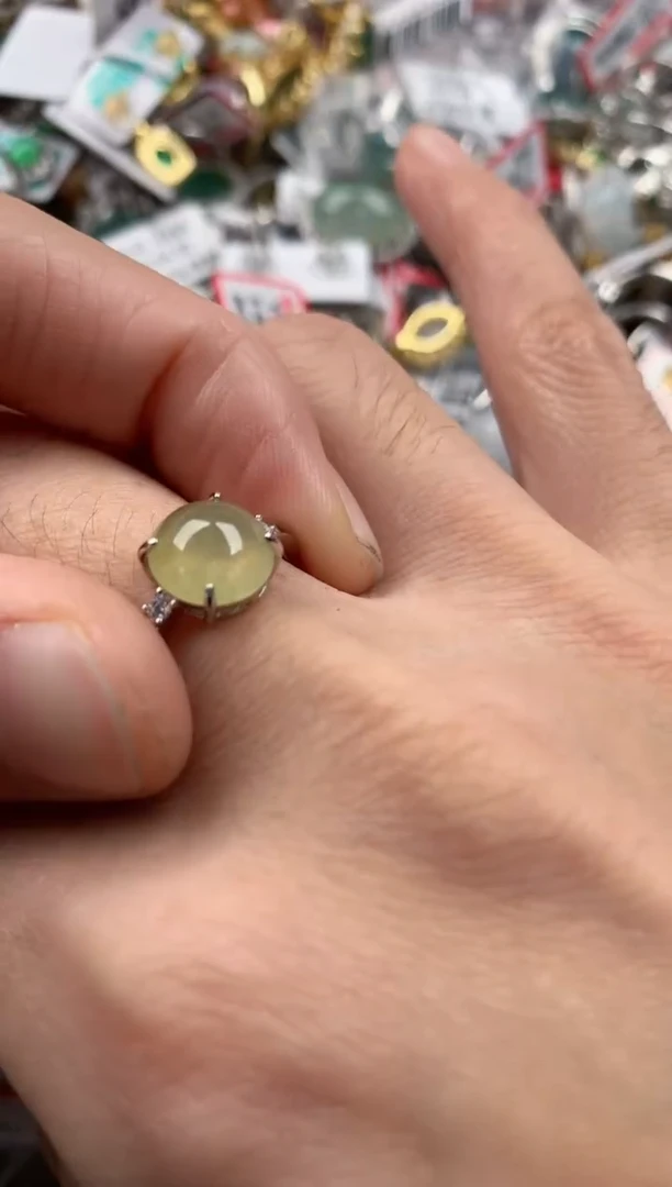 银S925镶嵌戒指翡翠333   10