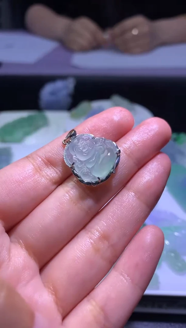 翡翠18K金镶嵌吊坠(不含链)净货