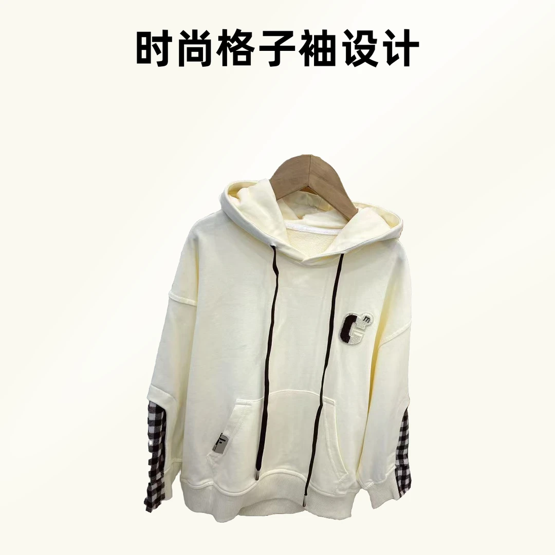 【现货】WY-9002拼接纯色中性时尚连帽休闲卫衣韩版套头