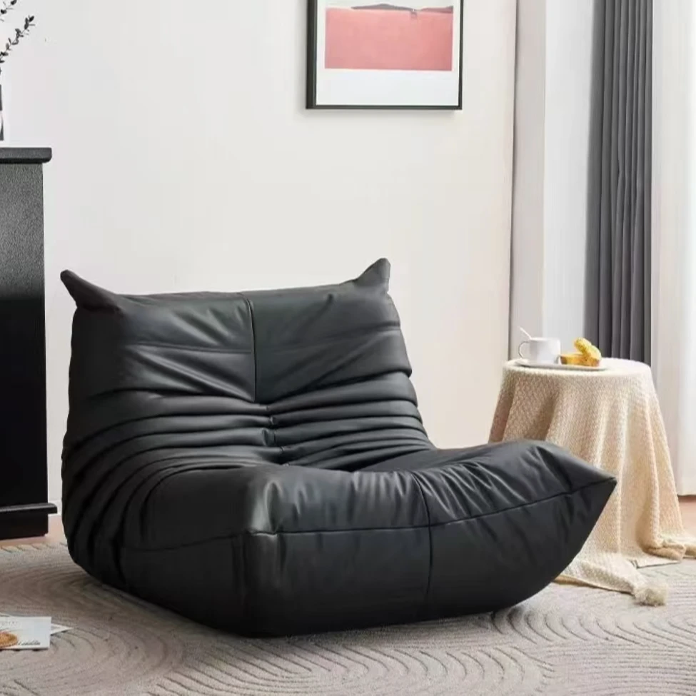 毛毛虫皮革沙发togo懒人沙发可躺可睡现代轻奢单人躺椅客厅沙发椅