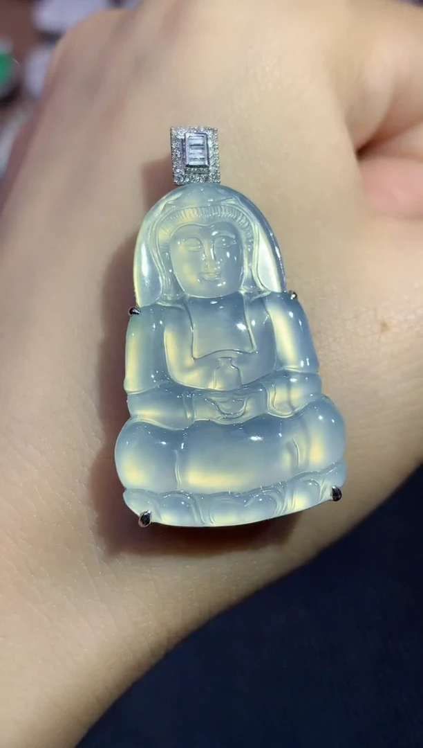 吊坠(不含链)18K金镶嵌翡翠A46