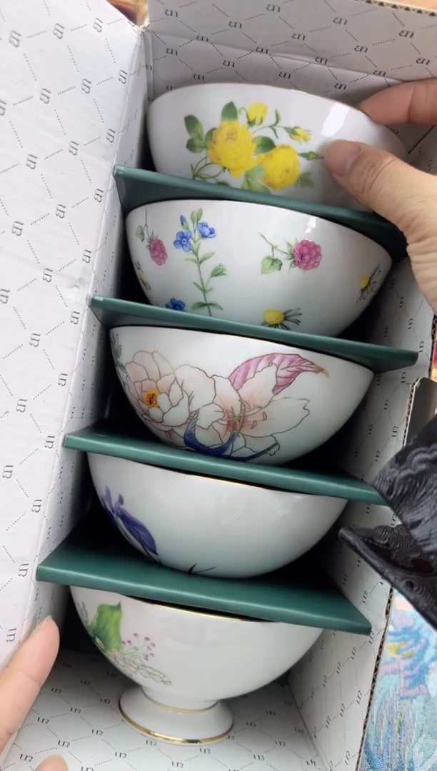 瓷片安娜5寸米饭碗五只装