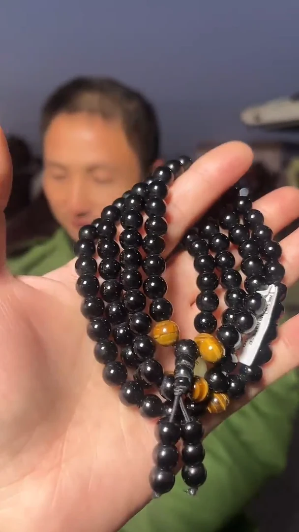 【闪购商品】黑曜岩手链未镶嵌天然黑曜石DIY手串多样性发一8mm