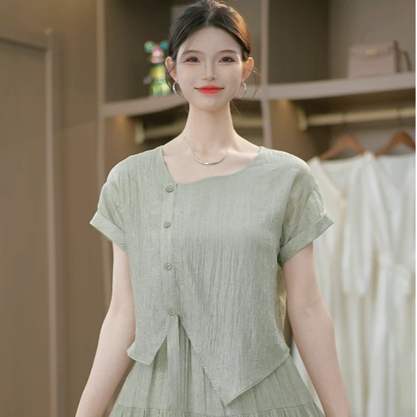 新款法式温柔优雅气质显瘦精致减龄洋气休闲夏季连衣裙M-4XL