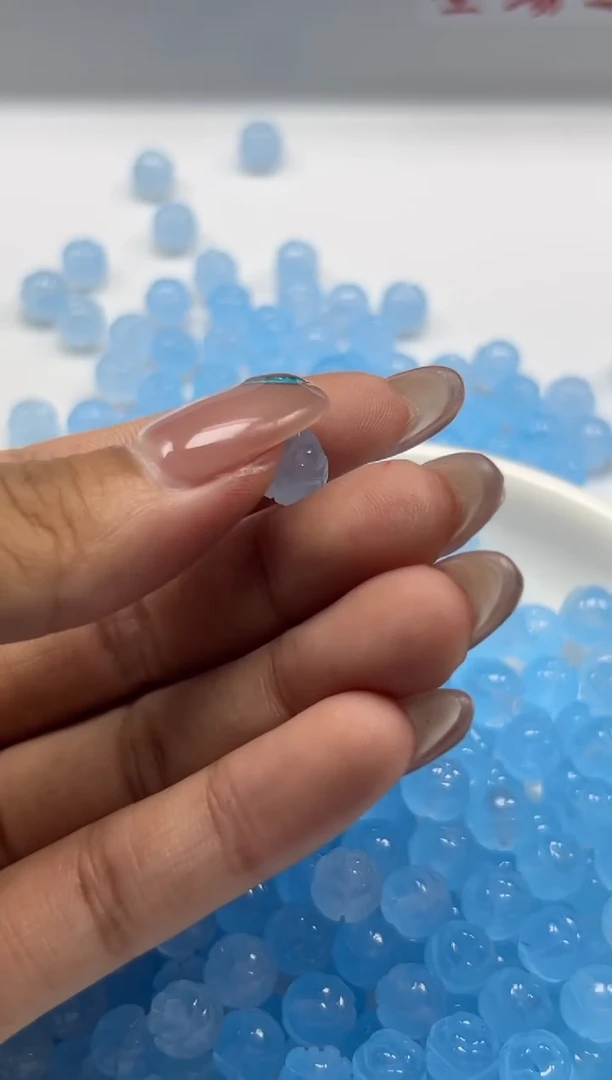 玛瑙/玉髓颈饰未镶嵌w1826海蓝宝莲花珠8mm*25颗