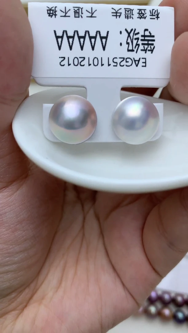 耳饰拼合珍珠（马贝珠）银S925镶嵌q65