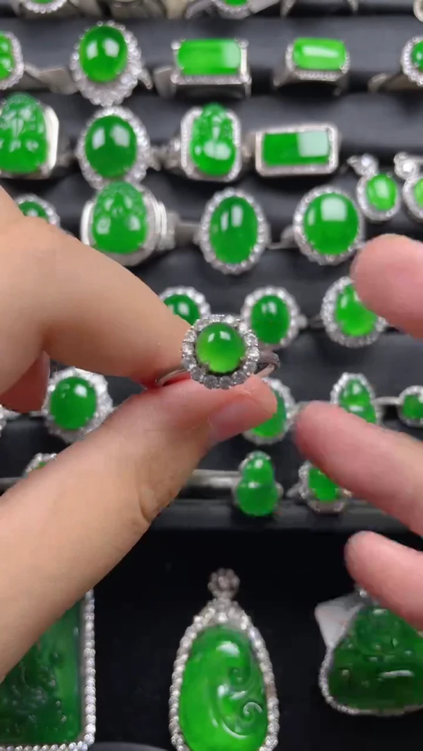 银S925镶嵌戒指翡翠翡翠