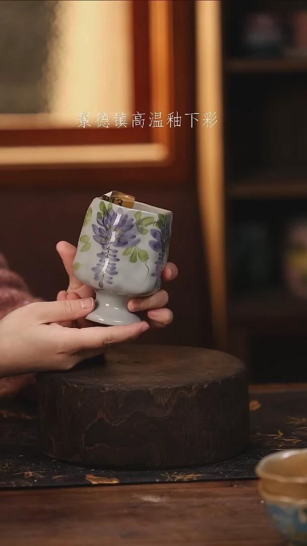 陶瓷景德镇高温釉下手绘陶瓷@L013@