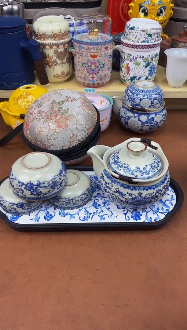 陶瓷茶具摆件旅行套组