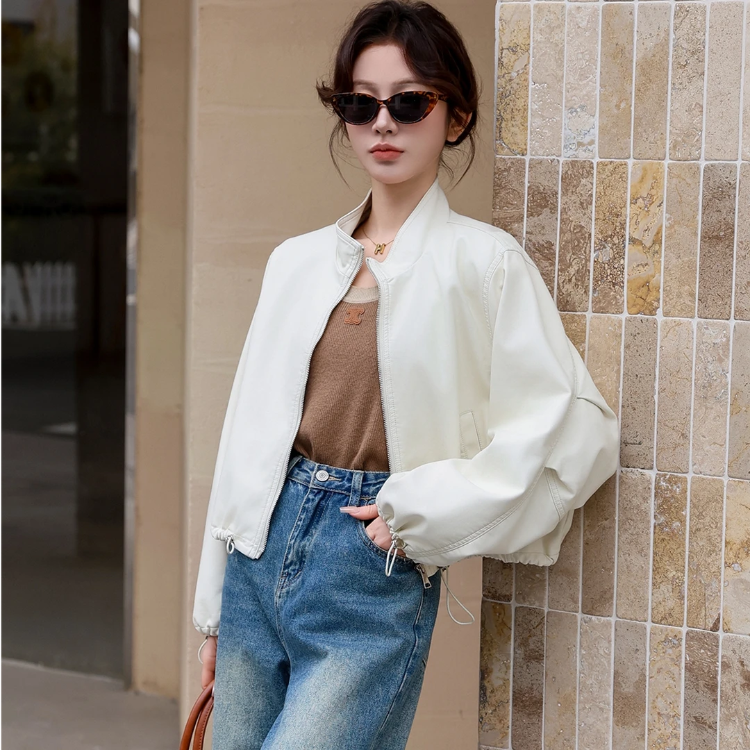 短款皮套外套女2025春装新款韩版宽松上衣百搭潮款休闲夹克66223