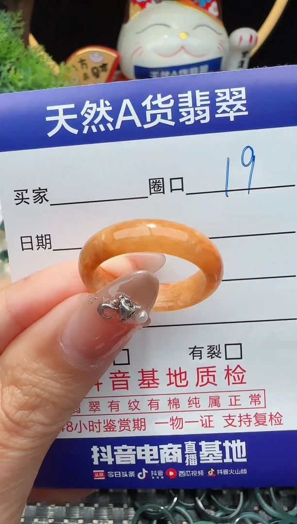 未镶嵌戒指翡翠19圈口对应的去拍