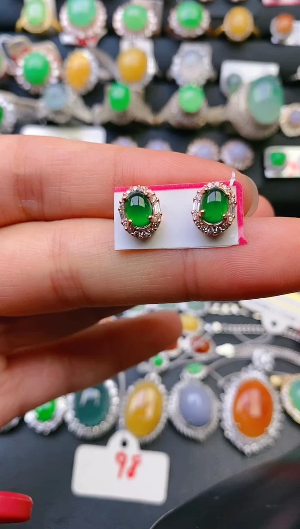 【闪购商品】翡翠戒指银S925镶嵌天然A货翡翠1