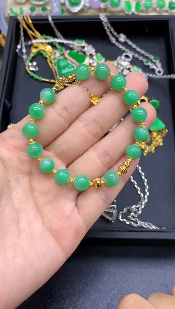 18K金镶嵌手链翡翠633-中国好珍宝