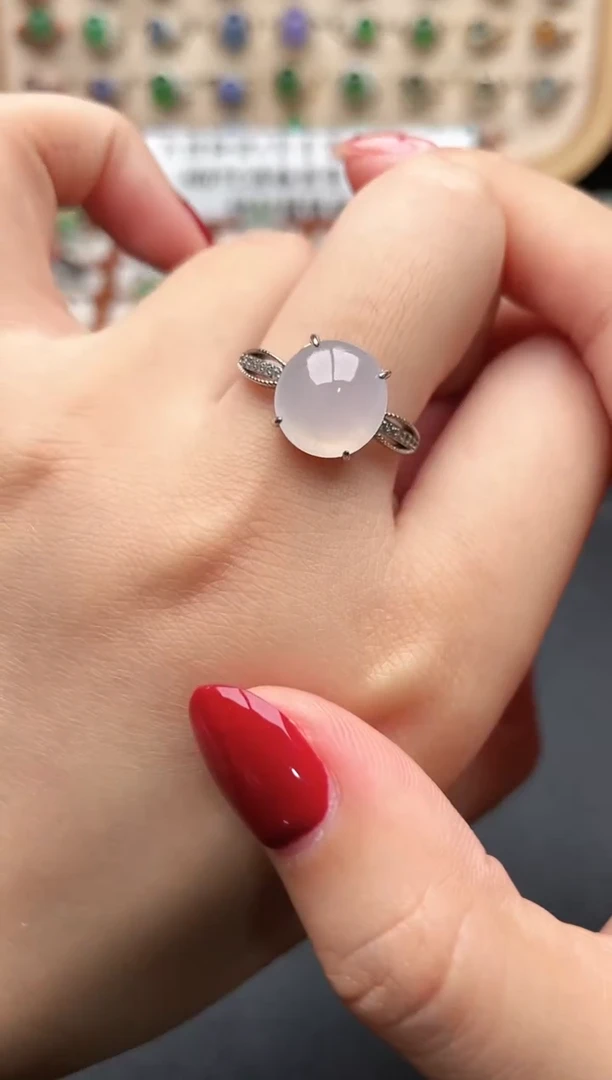 银S925镶嵌戒指翡翠一物一证一礼盒