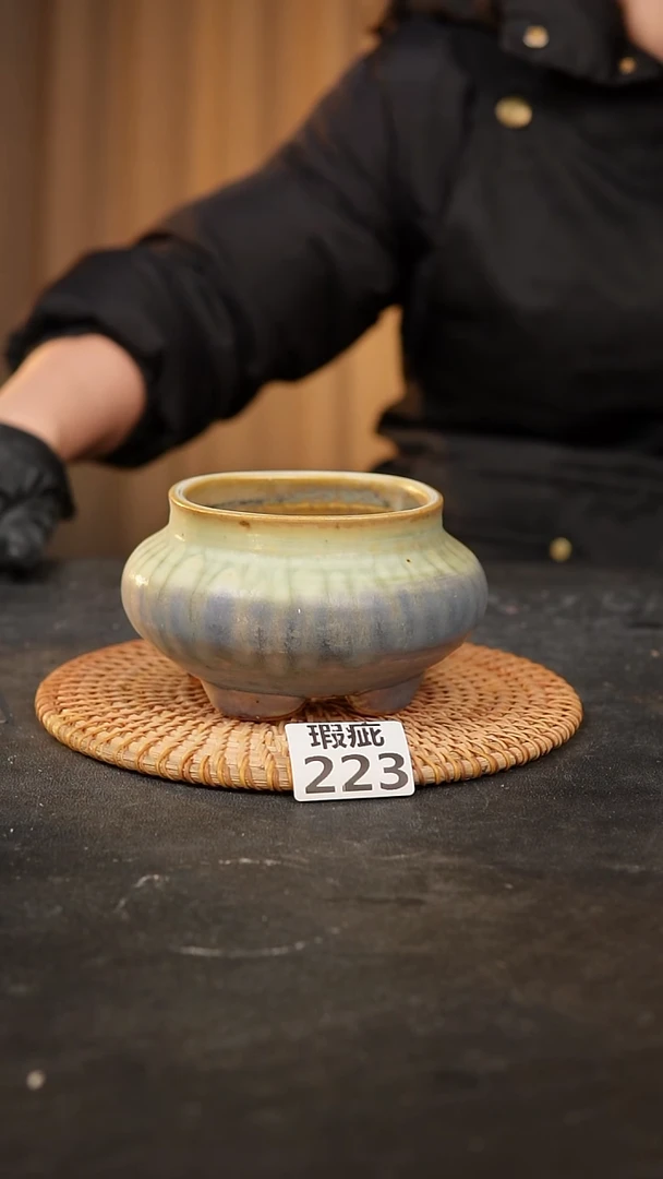 【闪购商品】瓷片223泥泥手工花盆口9高8