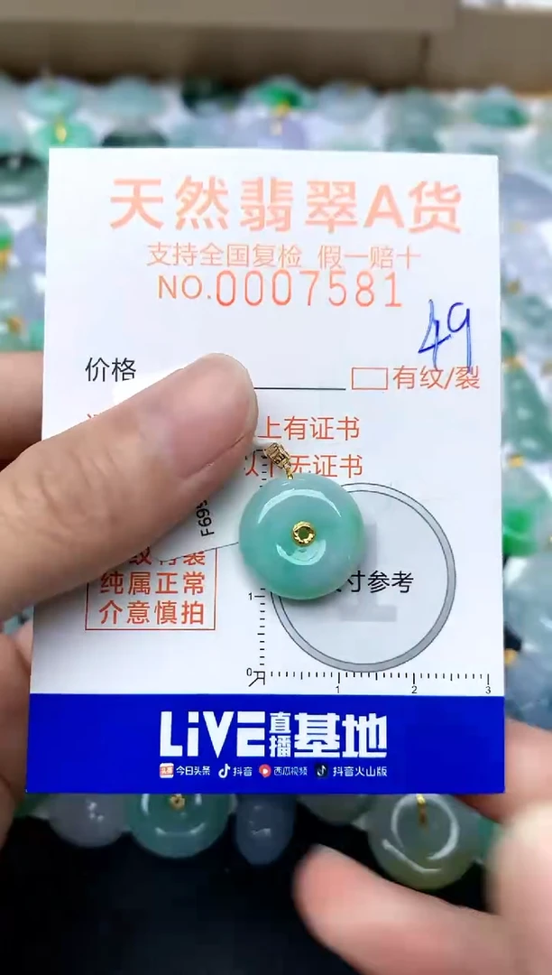 【闪购商品】翡翠颈饰18K金镶嵌49天然A货翡翠