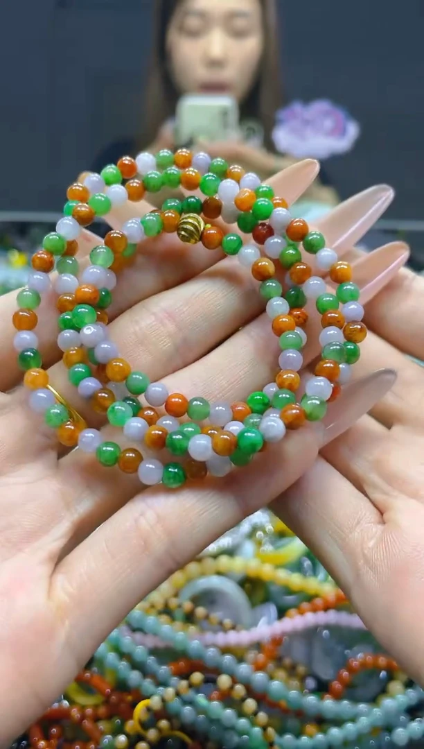 翡翠未镶嵌颈饰4MM/P/翡翠A货，一件也是批发价