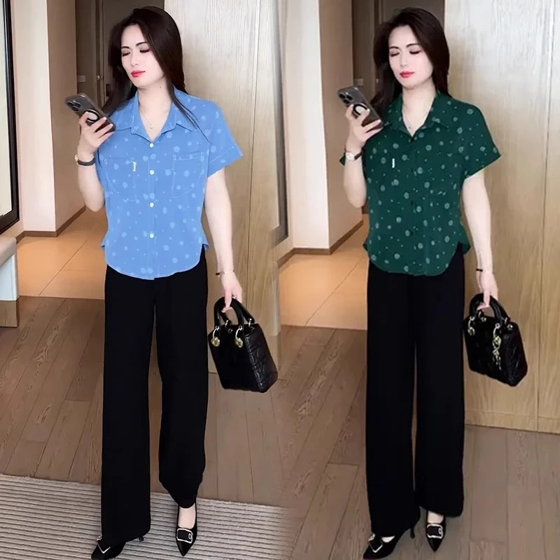 时尚衬衫女2025夏季新款洋气减龄显瘦波点设计感百搭休闲短袖上衣