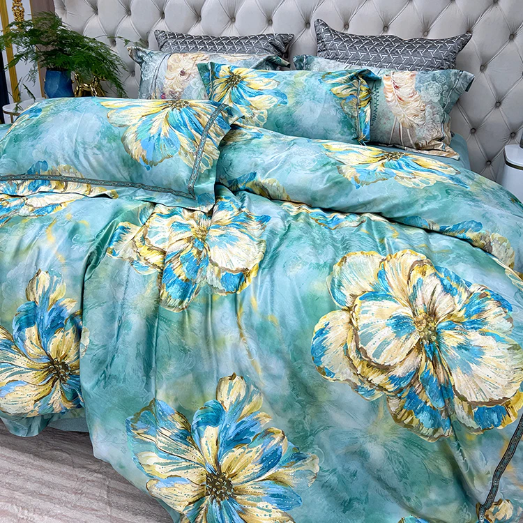 轻奢风复古欧式四件套美式100棉床单被套奢华床上用品