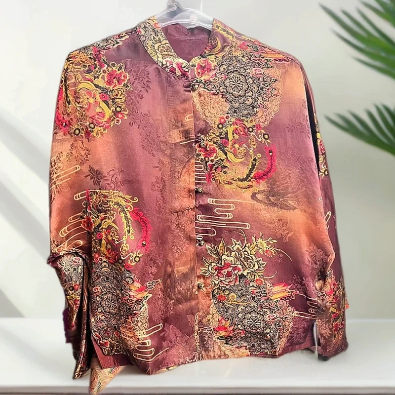 LL 2025 新款重锻立领新中式盘扣双面提花复古外套Z24060