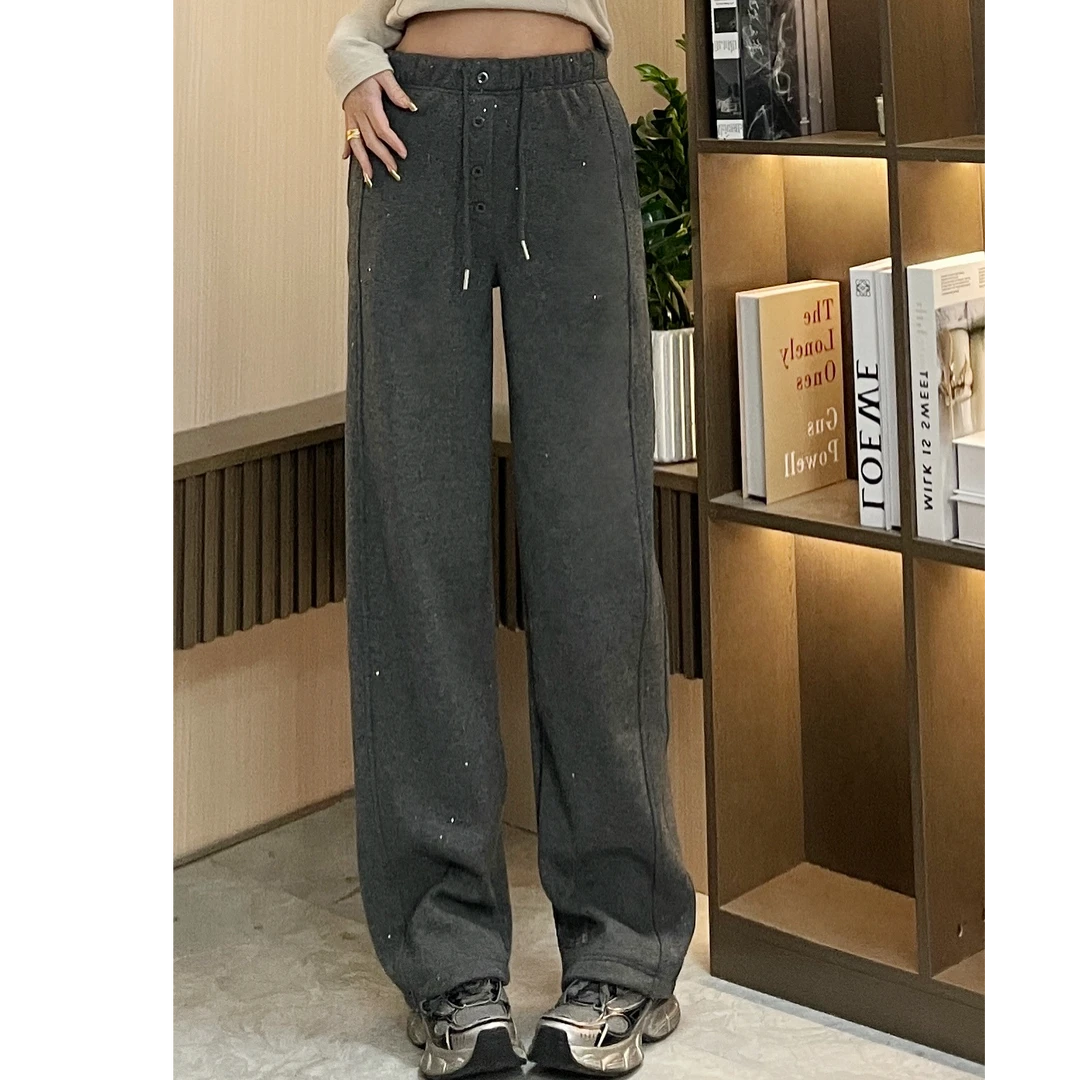 7776休闲百搭冬季慵懒风显瘦直筒裤