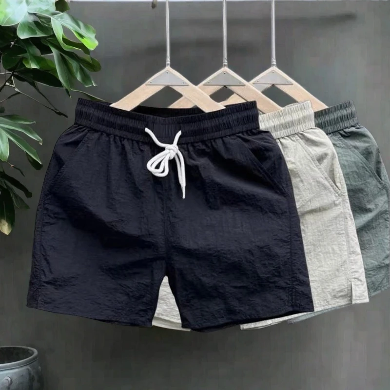 冰丝速干男士健身四分裤夏季薄款透气速干宽松篮球运动短裤男装