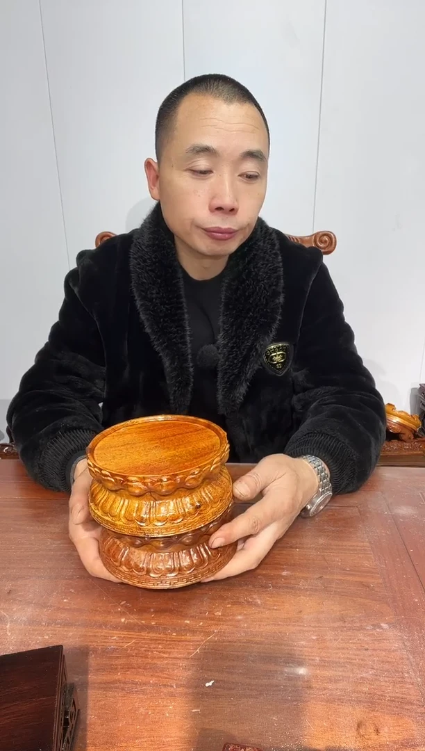 木再*瑕疵处理 老花莲花底座13*15*6.5 两个