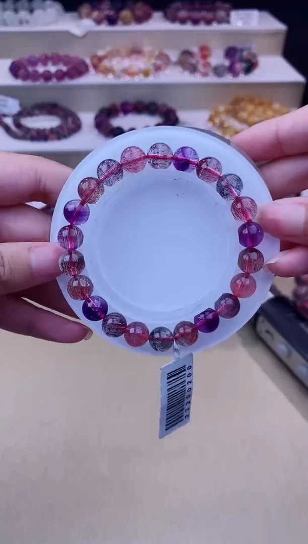 未镶嵌手链水晶黑加仑超七单圈8m+