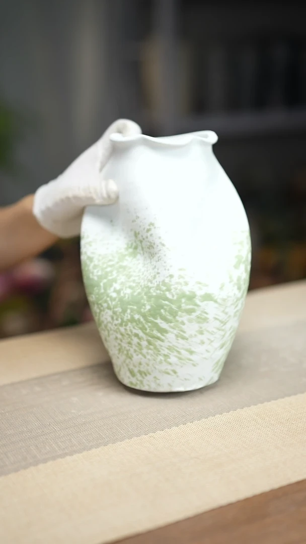 花器陶瓷花瓶绿云漫影05