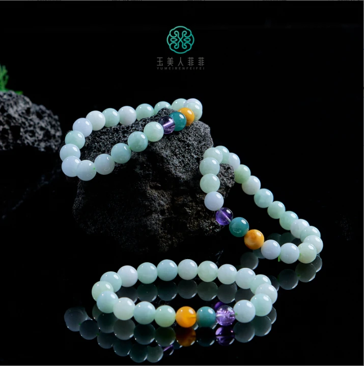 菲菲珠宝好+翡翠单圈圆珠手串约9mm+