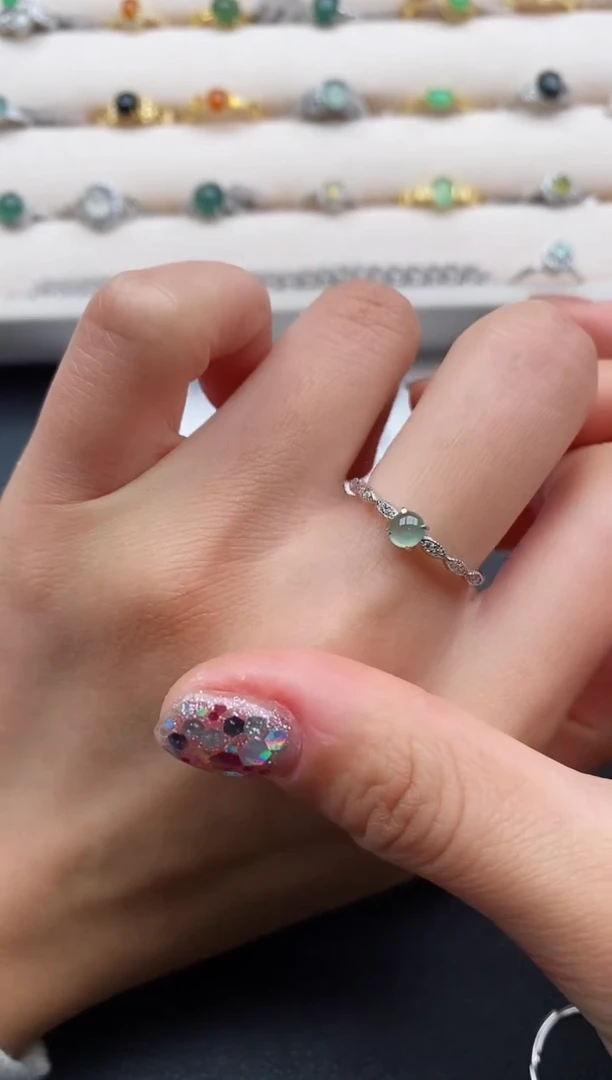 银S925镶嵌戒指翡翠55555555+3