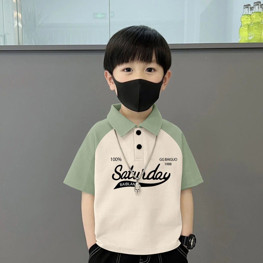男童拼色韩版夏季2025新款儿童翻领短袖上衣中小时尚童装polo领潮