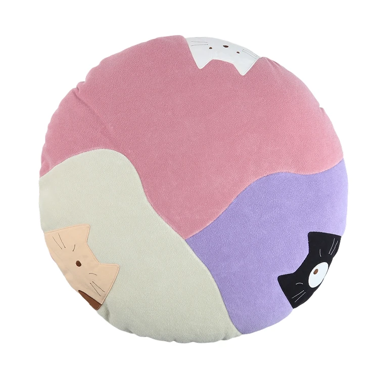 HIKOSEN CARA卡拉猫虎斑酷罗小白喵家具圆形抱枕加厚榻榻米坐垫