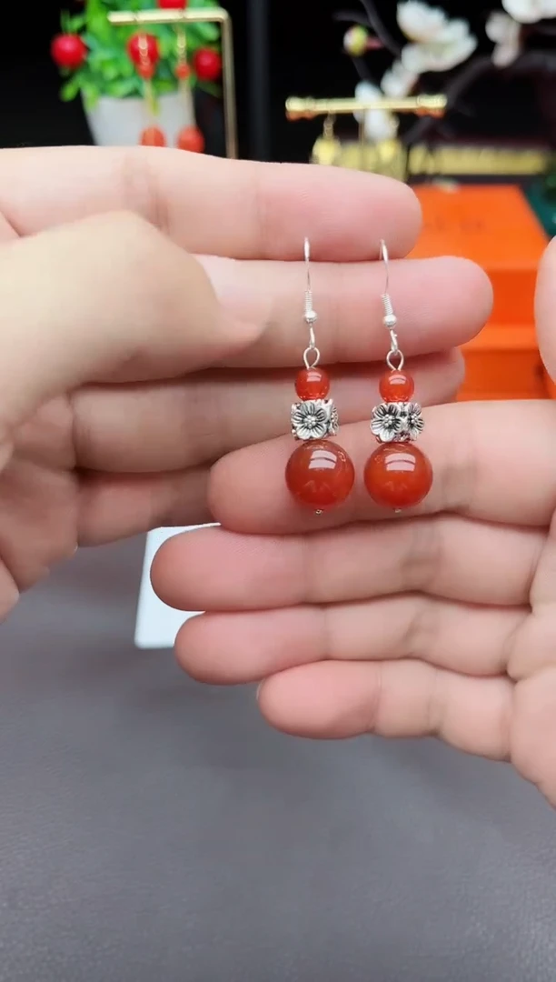 玛瑙/玉髓耳饰银S925镶嵌422000