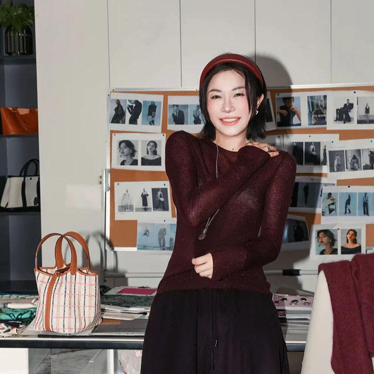 PENNY PENG深冬暮影浮星黑色气质时尚红人百搭三色亮片针织打底衫