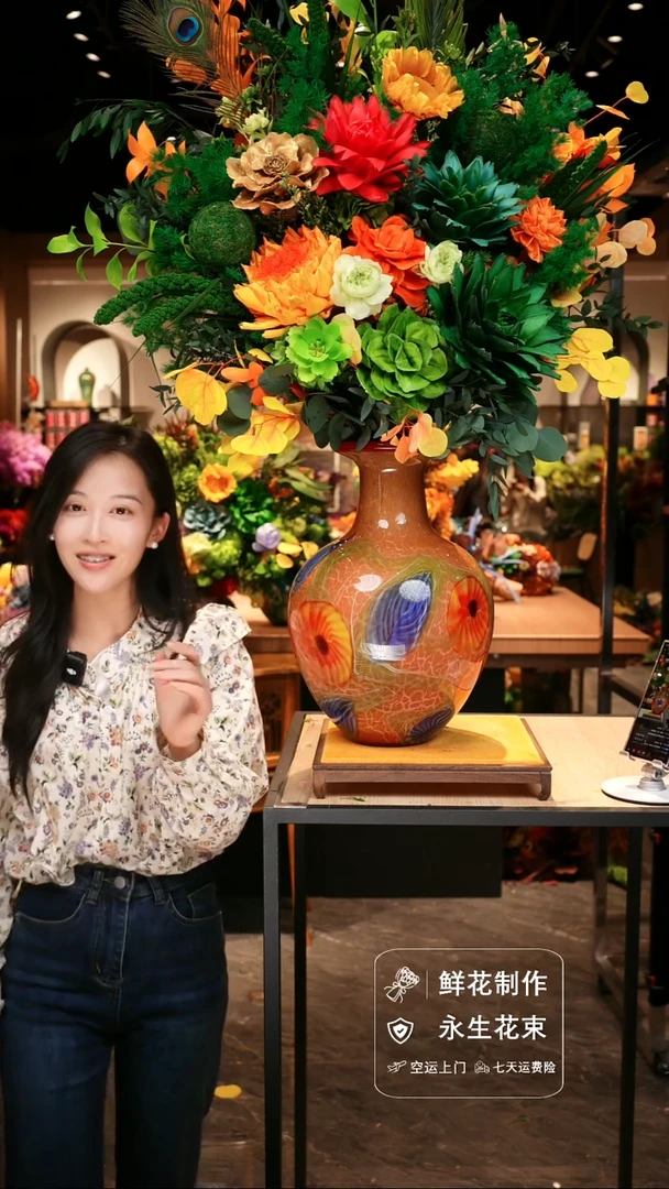 手工艺品琉璃手工花器花束空运包邮送货上门-以图片为准