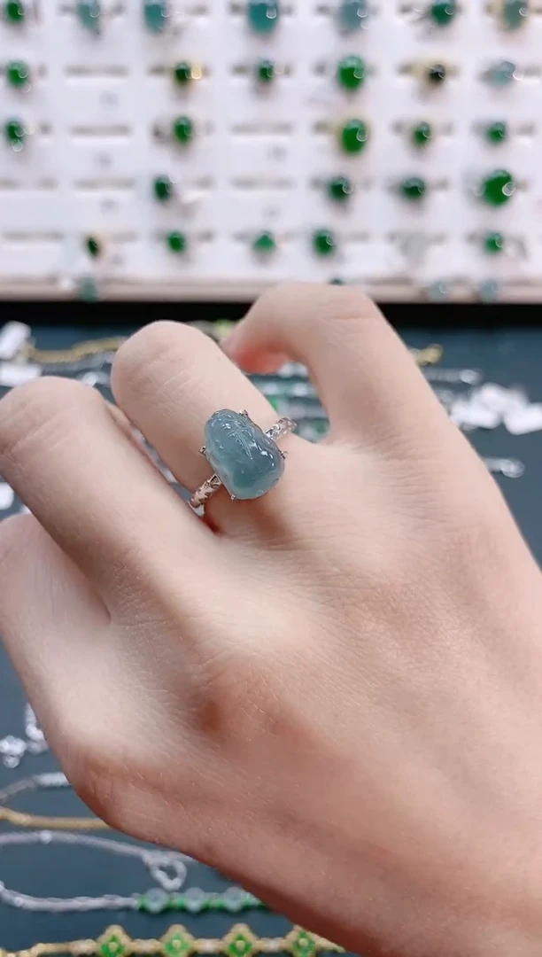 【闪购商品】翡翠戒指银S925镶嵌天然翡翠