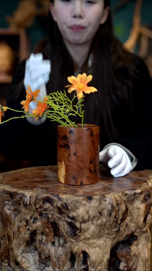 木雷击枣木笔筒 【兰】